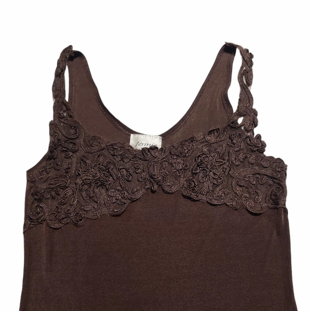 Jennie Brown Embroidered Lace Tank Top Size L - Picture 2 of 6
